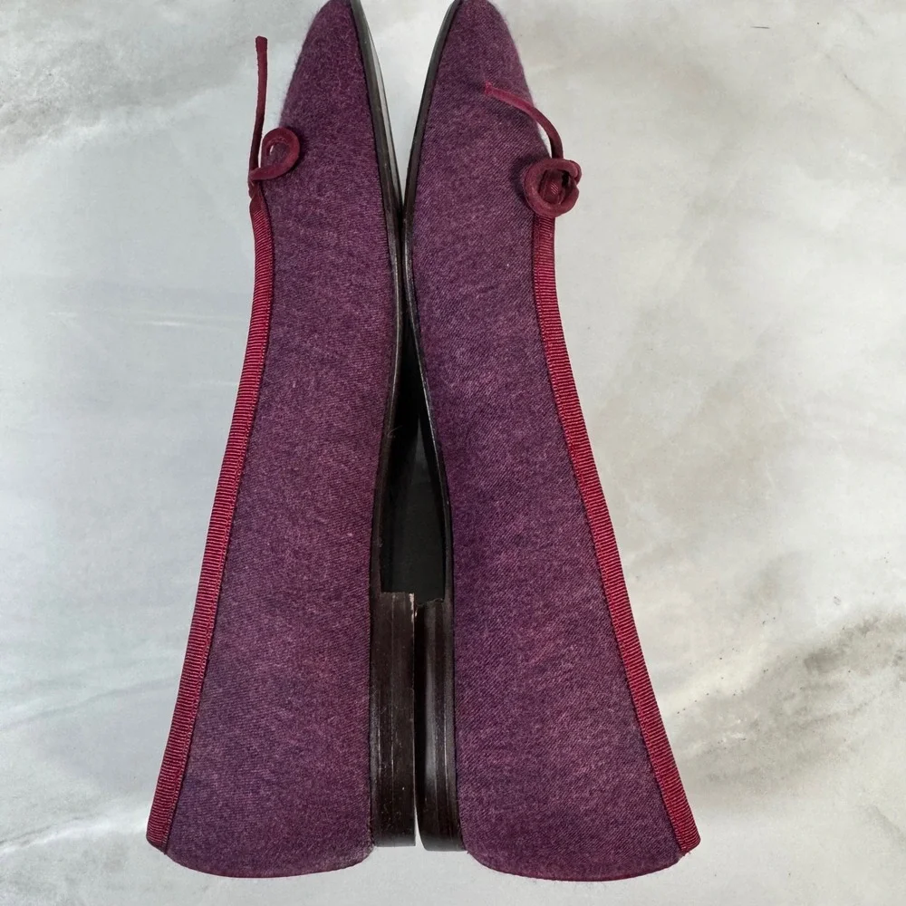 Margaux The Pointe Ballet Flat Purple Fabric Leather Sole Handmade‎ Quiet Luxury